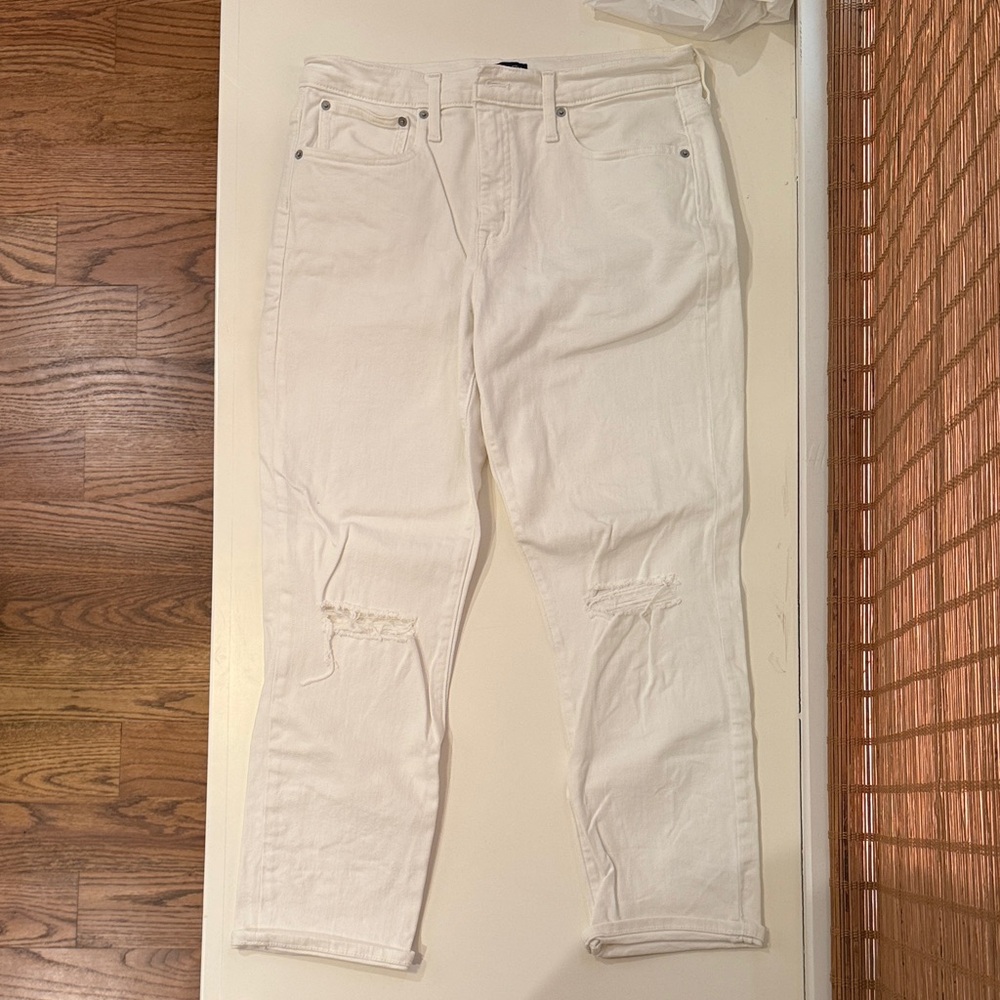 J. Crew Women's White Boyfriend Jeans